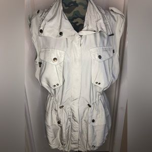 New York & Company Full Snap Up Down Utility Cargo Military Vest Jacket